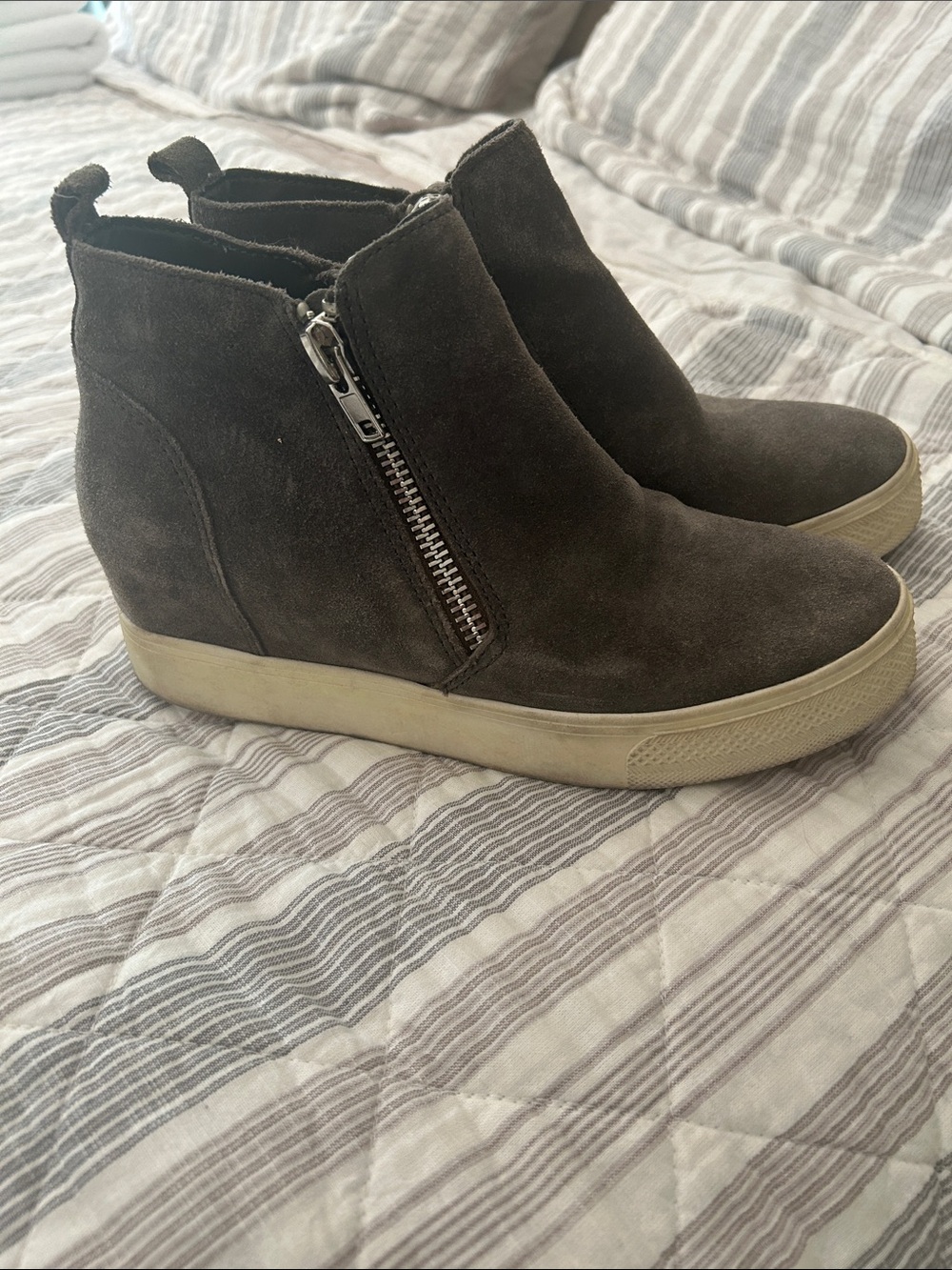 Women's Steve Madden Suede Wedge Sneaker Boot - Dark Gray